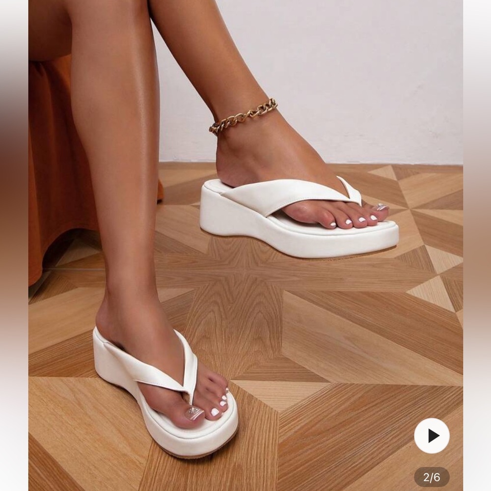 SHEIN White Platform Sandals with Chunky Sole